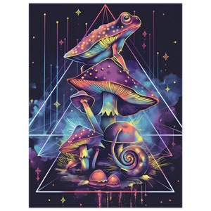 Trippy Frog & Mushroom Wall art