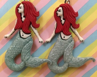 Red-headed Mermaids Dangle Earrings