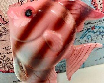 Vintage Pink Angelfish Collectible Enesco Wall Plaque