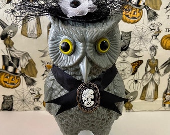 Victorian Owl Witch Statue or Decoy