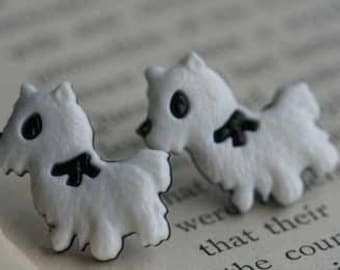 Sweet Puppy with Bow Stud Post Earrings