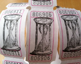 Vintage Style Hand Stamped Hourglass Carnival Tickets