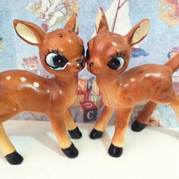 VERY RARE Vintage Antiques Deer Couple Salt and Pepper Shakers Collectibles or Cake Toppers