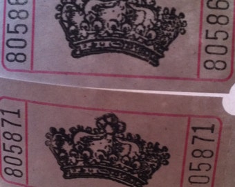 Vintage Style Hand Stamped Royal Crown Carnival Tickets