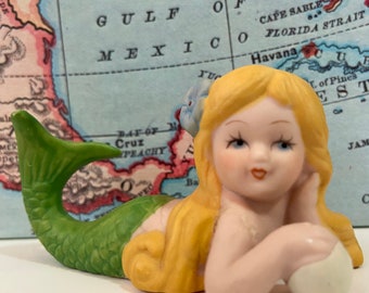 RARE Vintage Little Mermaid Guarding Pearl Collectible Figurine AS IS