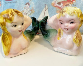 VERY RARE Vintage Flirty Mermaids Collectible Salt and Pepper Shakers Excellent Condition