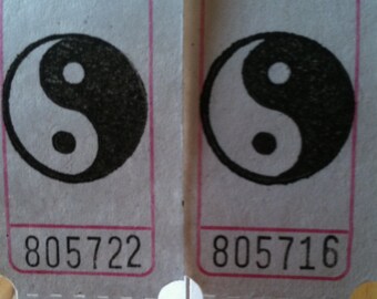 Yin and Yang Vintage Style Hand Stamped Carnival Tickets