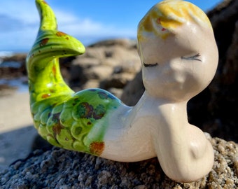 Vintage Blonde Mermaid In Waiting Collectible Figurine