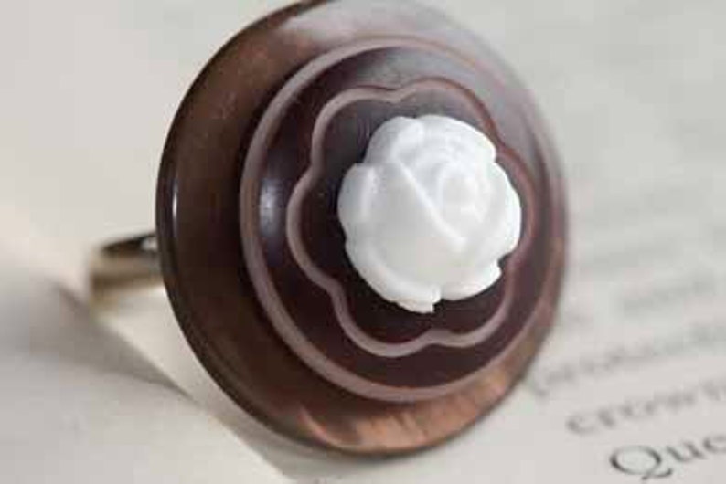 Hot Cocoa Chocolate Button Ring image 3