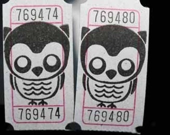 Vintage Style Hand Stamped Spooky Owl Carnival Tickets