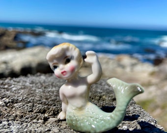 Vintage Mermaid Waving Collectible Miniature Figurine