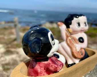 RARE Vintage Betty Boop and Bimbo in a Wooden Boat Ship