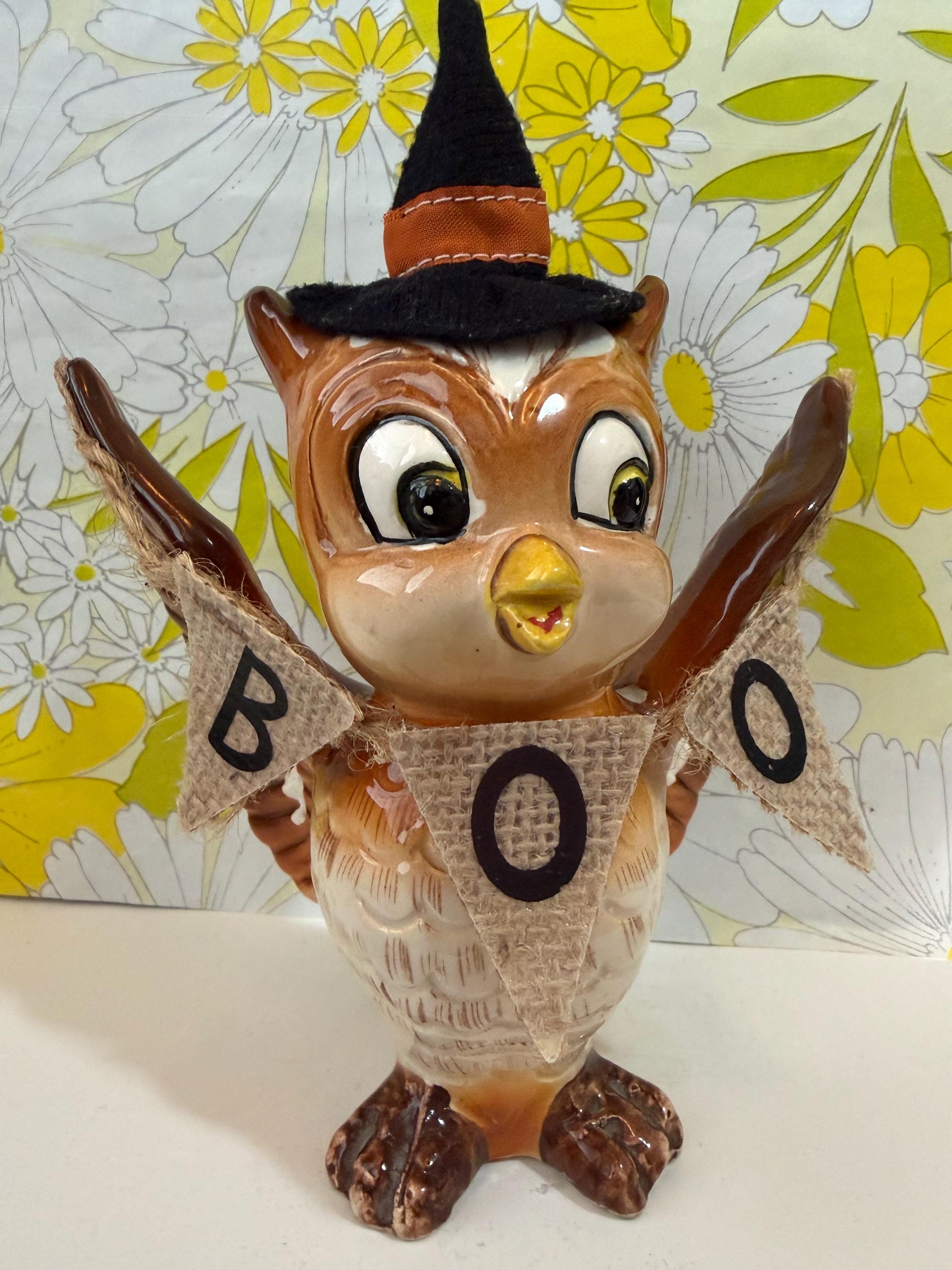 Vintage Woodsy Witchy Owl Collectible Kreiss & Company Figurine or Cake Topper
