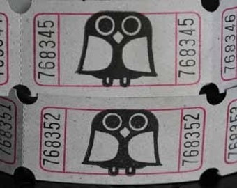Vintage Style Hand Stamped Owl At Rest Carnival Tickets