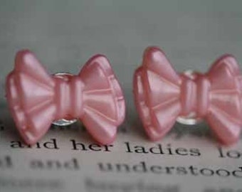 My Little Pink Bow Stud Post Earrings