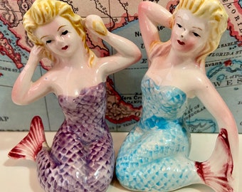 Vintage Mermaids Collectible Salt and Pepper Shakers or Cake Toppers