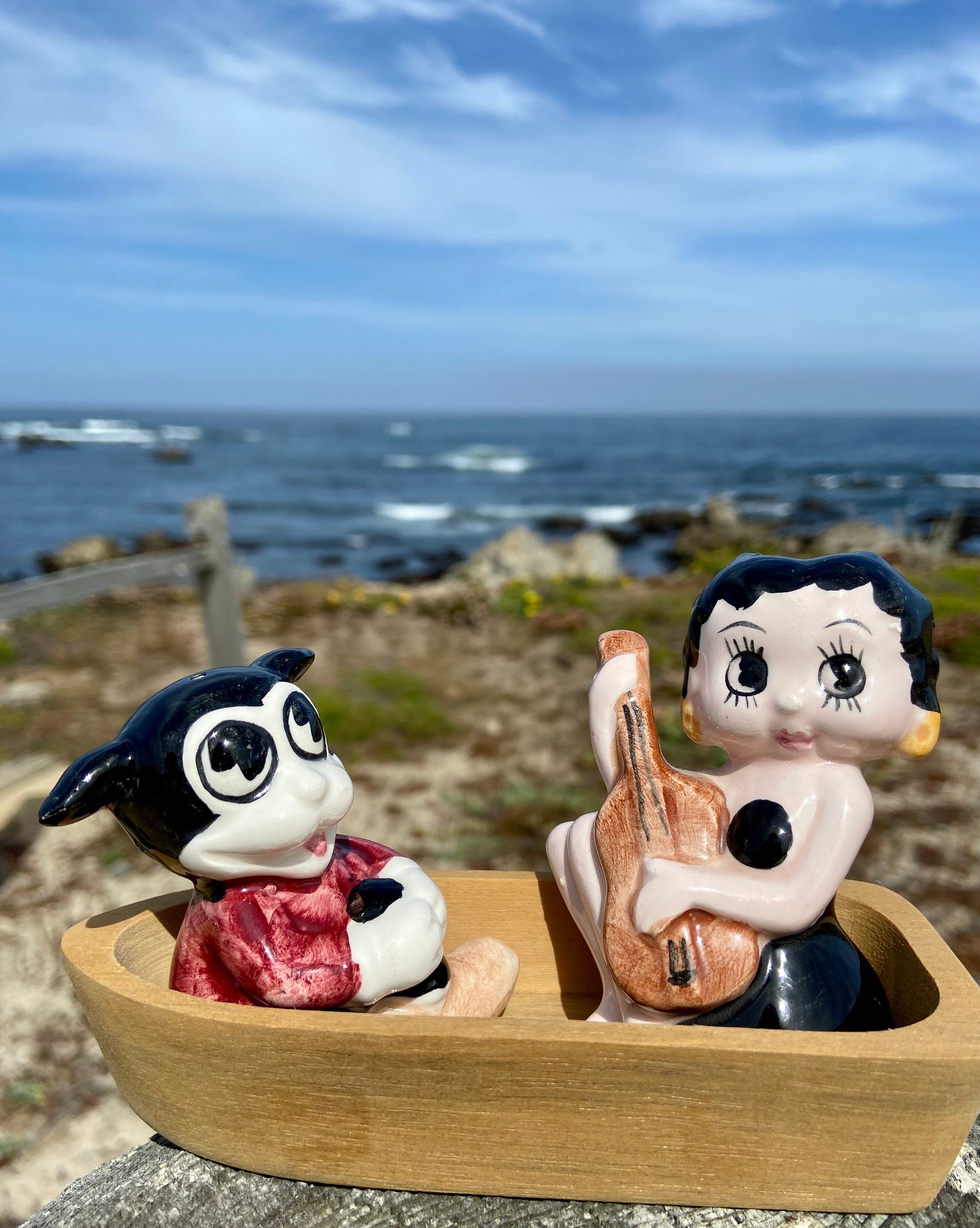 RARE Vintage Betty Boop and Bimbo in a Wooden Boat Ship