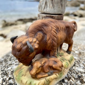 Vintage Cyrus Noble Original Collectible Bison and Calf Decanter or Jar Dispenser