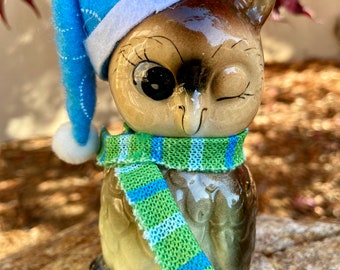 Vintage Ollie The Elf Owl Collectible Winter Wonderland Figurine