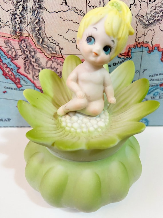 Vintage Baby Fairy Pixie On A Flower Collectible … - image 4