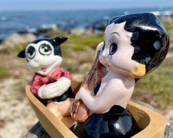 RARE Vintage Betty Boop and Bimbo in a Wooden Boat Ship