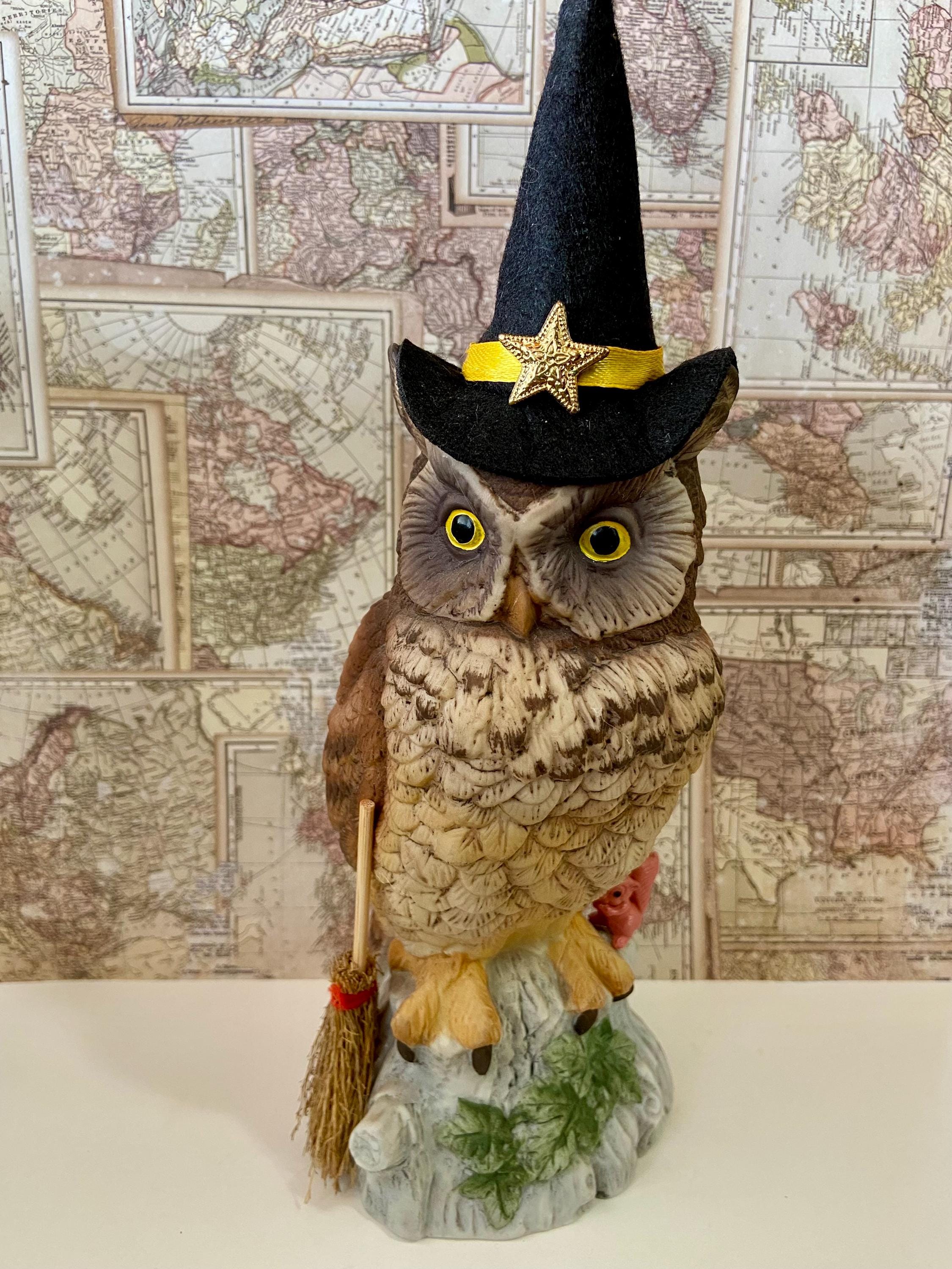 Vintage Woodsy Witchy Owl and Squirrel Collectible Andrea by Sadek Sculpture Statue