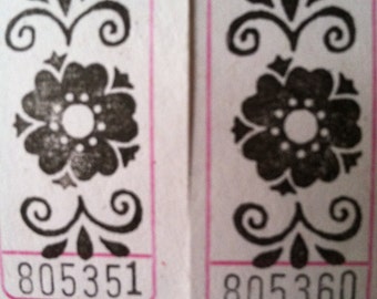 Flower Flourish Vintage Style Hand Stamped Carnival Tickets