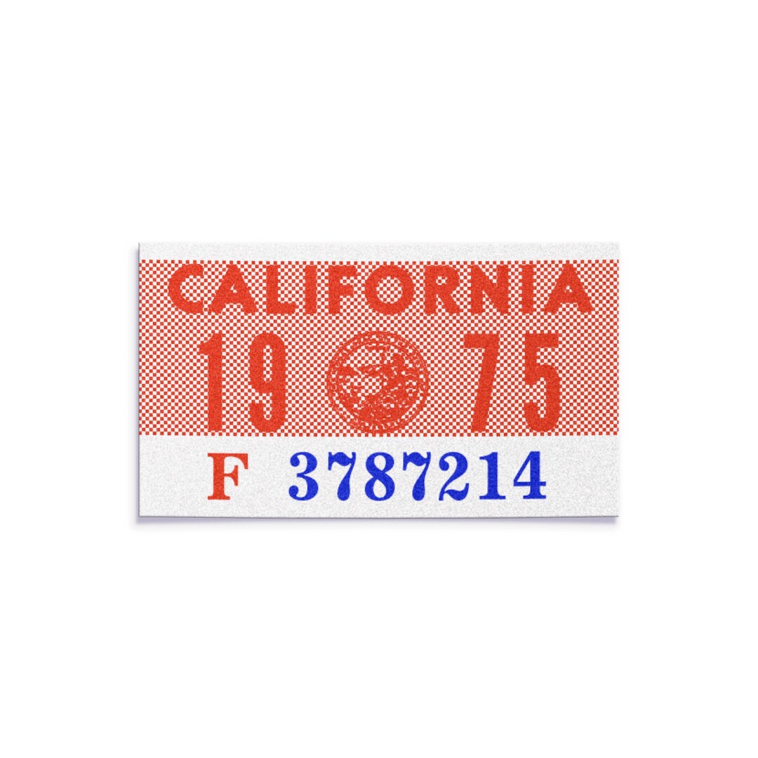 First California Tag California 1975 License Plate Year Sticker — Period-correct Reflective ...