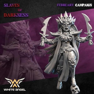 Dark Sorceress | Slaves of Darkness | White Angel Miniatures | RPG Tabletop Miniature Wargaming Grim-Dark Sci-Fi Fantasy DnD OPR Proxy 5e