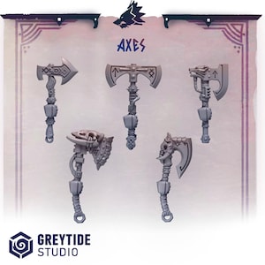 Primal Hounds Axes | Tabletop Miniature Wargaming Grim-Dark Sci-Fi Fantasy DnD OnePageRules Proxy