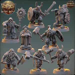 Dwarf Warband | Dwarfs of the Dark Deep | Tabletop Miniature Wargaming Grim-Dark Sci-Fi Fantasy DnD OnePageRules Proxy
