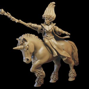 Mage on Horse | Wood Elves | RPG Tabletop Miniature Wargaming Grim-Dark Sci-Fi Fantasy DnD OPR Proxy 5e