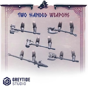 Primal Hounds 2-Hand Weapons | RPG Tabletop Miniature Wargaming Grim-Dark Sci-Fi Fantasy DnD OPR Proxy 5e