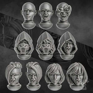 Unholy Space Coven Basisköpfe | RPG Tabletop Miniature Wargaming Grim-Dark Sci-Fi Fantasy DnD OPR Proxy 5e
