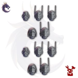 Knight Heads x10 | RPG Tabletop Miniature Wargaming Grim-Dark Sci-Fi Fantasy DnD OPR Proxy 5e