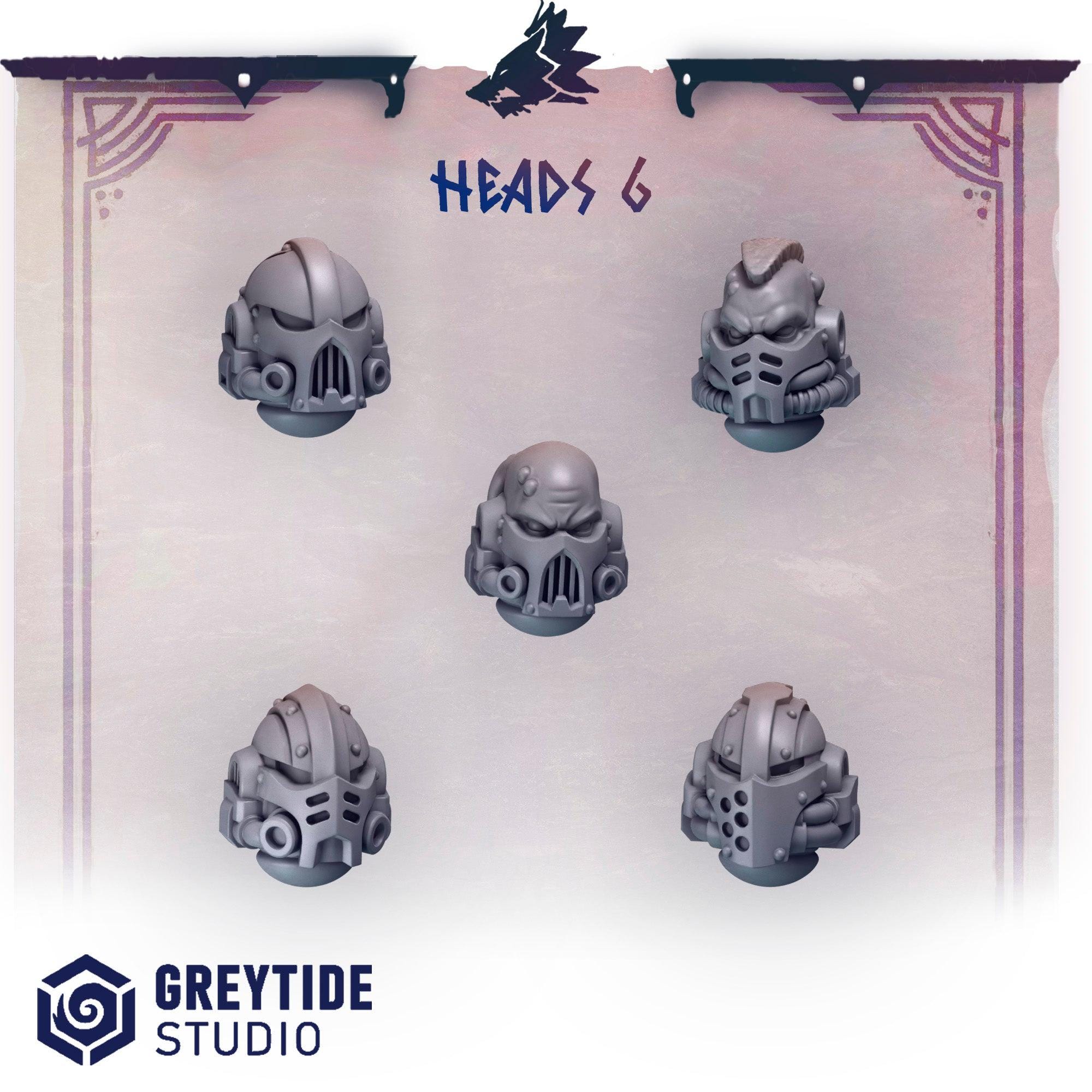 Primal Hounds Heads Set 6 | Tabletop Miniature Wargaming Grim-Dark Sci-Fi Fantasy DnD OnePageRules Proxy