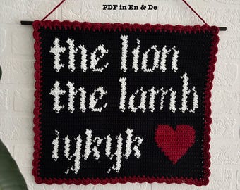 Crochet Tapestry Pattern / Wall Hanging / Crochet / Twilight / Instructions / Pattern / Lion / Lamb / Font