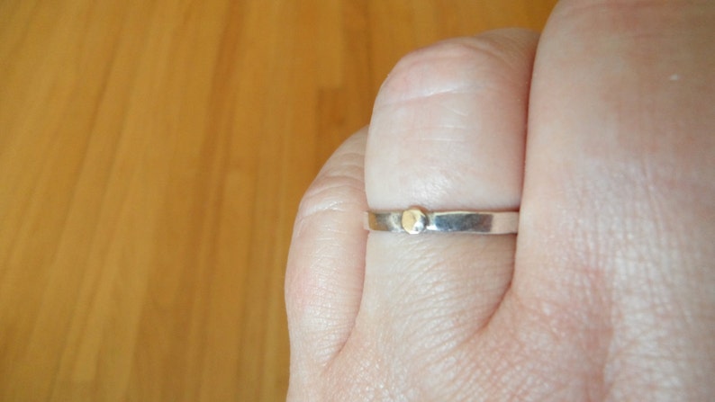Little Gold Dot on a Thin Sterling Band made to order sizes 4 to 12 image 3