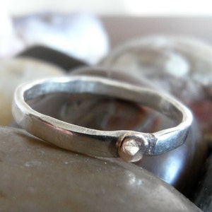 Little Gold Dot on a Thin Sterling Band made to order sizes 4 to 12 image 1