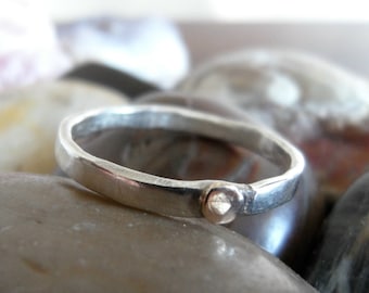 Little Gold Dot on a Thin Sterling Band - made to order - sizes 4 to 12