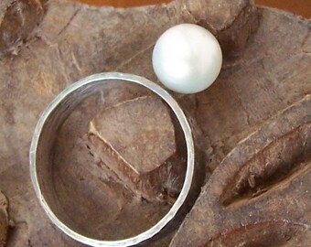 Sterling Silver Ring with Floating Pearl - made to order - size 4 to 12