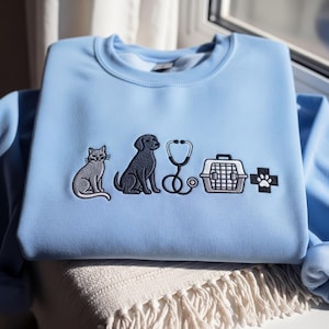 Veterinary Medicine Embroidered Sweatshirt, Vet Tech Crewneck, Veterinarian Icons Hoodie, Pet Nurse Gifts , Vet School Grad Shirt