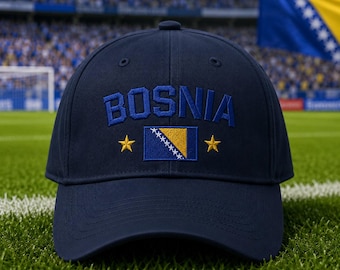 Embroidered Bosnia Flag Hat, Bosnia Flag Wash Dad Cap,Bosnian Man gift, Bosnia Game day fun, Bosna i Hercegovina