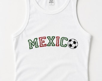 Mexico Embroidered Crop Tank Top, Mexico Baby Tee, Mexican Flag Top, Gift for Her