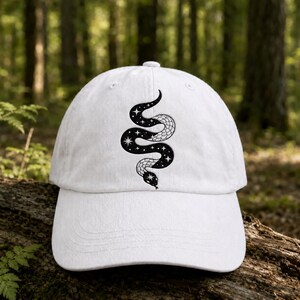 Celestial Snake Embroidered Hat, Forest Animal Hat, Nature Lover Gift for Her, Gift For Lover Snake
