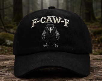 F Caw F Ravens bestickte Baseballkappe, Krähe Dark Humor Baseballmütze, Krähenliebhaber Geschenk, gotische Rabenmütze, Vogelbeobachtermütze, sarkastischer Vogel