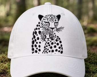 Leopard gestickte Baseballmütze, Safari Tier Hut, Minimal Gepard Mama Baby Mütze, Wildtier Geschenk für Tierliebhaber