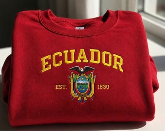 Ecuador Embroidered Sweatshirt, Vintage Ecuador Flag Crewneck, Ecuador Fan Gift, Ecuador Pride, Game Day Outfits, South America Tee