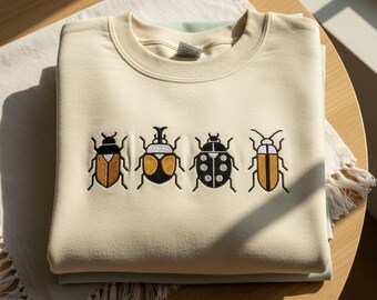 Sudadera bordada con insectos, Sudadera con cuello redondo y estética de bichos, Sudadera para amantes de la naturaleza, Regalo para entomólogos, Camiseta para profesores de ciencias