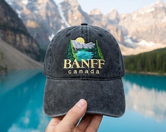 Embroidered Banff National Park Baseball Cap, Mountain Cap, Canadian Park Cap, Nature Lover Cap, Summer Holiday Hat, Bachelor Party Gift
